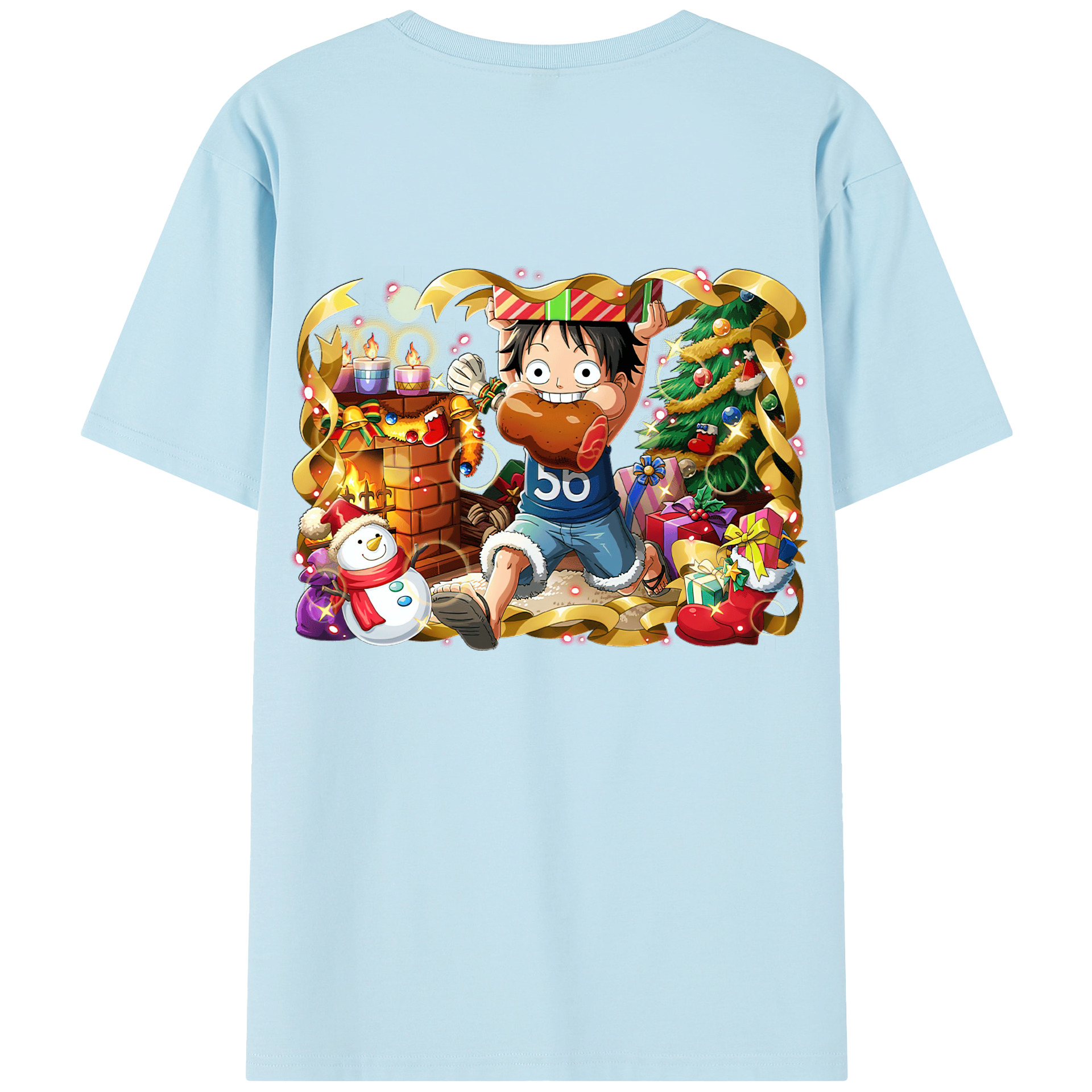 ワンピース モンキー・D・ルフィ ONE PIECE Monkey D. Luffy 綿100％半袖Tシャツ（背面プリント）